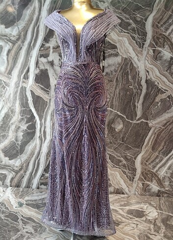 Mor taşlı abiye - Görsel 5