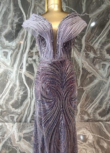 Mor taşlı abiye - Görsel 6