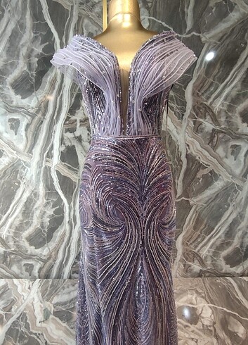 Mor taşlı abiye - Görsel 8
