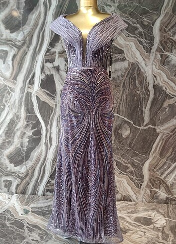 Mor taşlı abiye - Görsel 9
