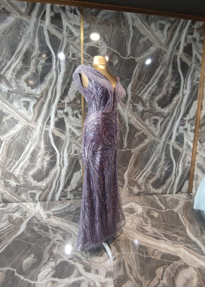 Mor taşlı abiye - Görsel 3