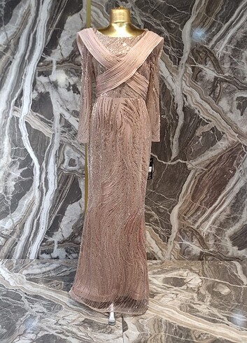 Taşlı uzun abiye - Görsel 2