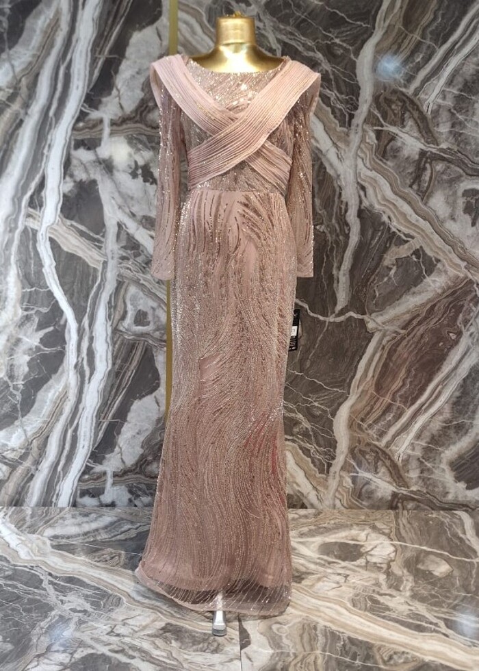 Taşlı uzun abiye - Görsel 2