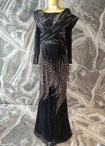 Siyah taşlı abiye - Görsel 2