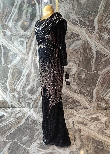 Siyah taşlı abiye - Görsel 3