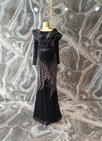 Siyah taşlı abiye - Görsel 4