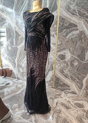 Siyah taşlı abiye - Görsel 5