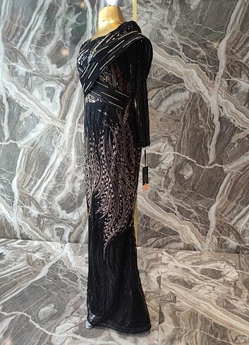 Siyah taşlı abiye - Görsel 6