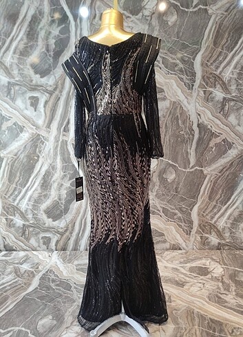 Siyah taşlı abiye - Görsel 7