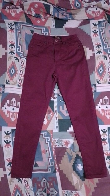 Diğer Bordo renk kot pantolon