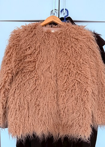 Soft pembe Suni Kürk Ceket - Görsel 2