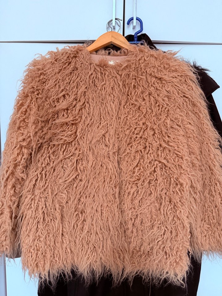 Soft pembe Suni Kürk Ceket - Görsel 2