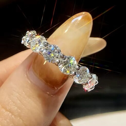 Zen Diamond Mozanit Tam Tur Alyans Toplamda 7 ct