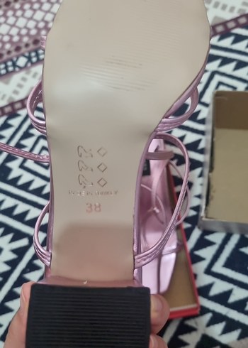 38 Beden pembe Renk Pembe Parlak Bohem Blok Topuklu Kadın Ayakkabı