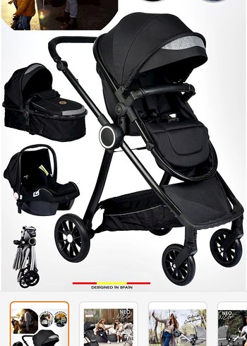 Siyah Bebek Arabası ve Taşıma Koltuğu - Görsel 6