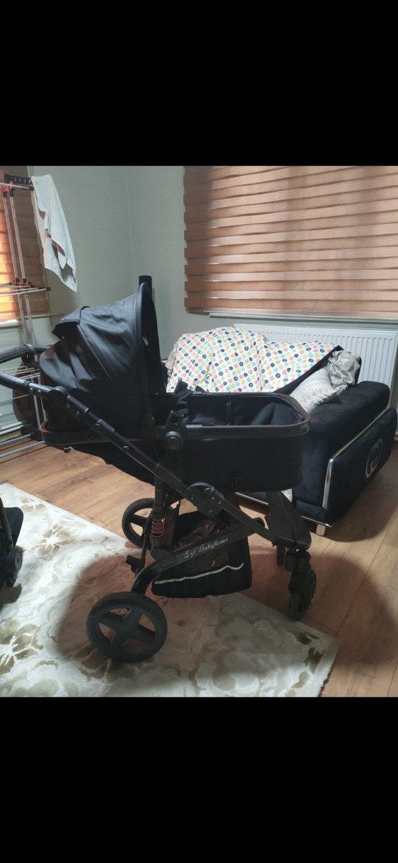 Siyah Bebek Arabası ve Taşıma Koltuğu - Görsel 2