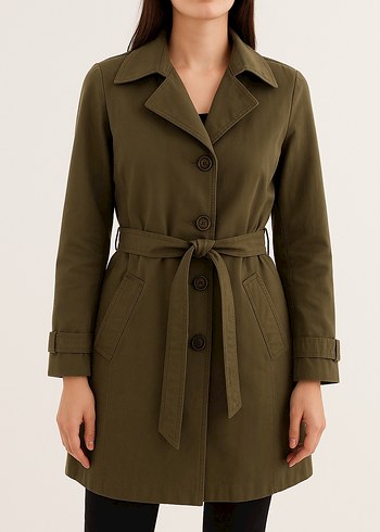 Kemerli Kadın trençkot haki rengi - Görsel 3