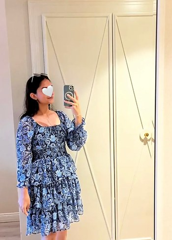 Mavi renk kısa elbise - Görsel 2