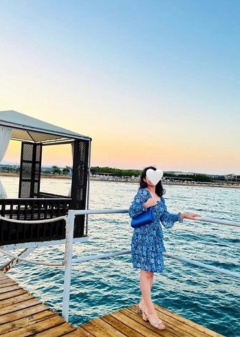 Mavi renk kısa elbise - Görsel 3