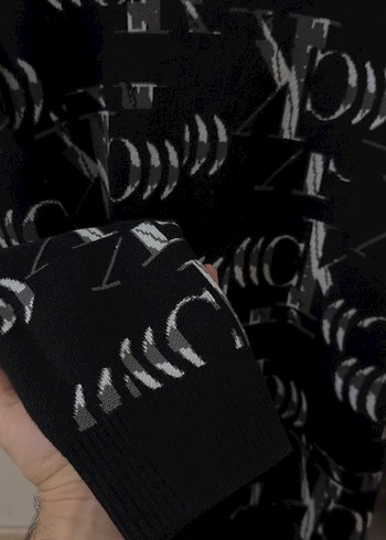 Desenli Siyah Boğazlı erkek kazak - Görsel 7