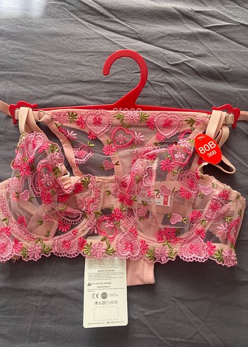 Nakışlı Pembe Midi Sütyen 80B