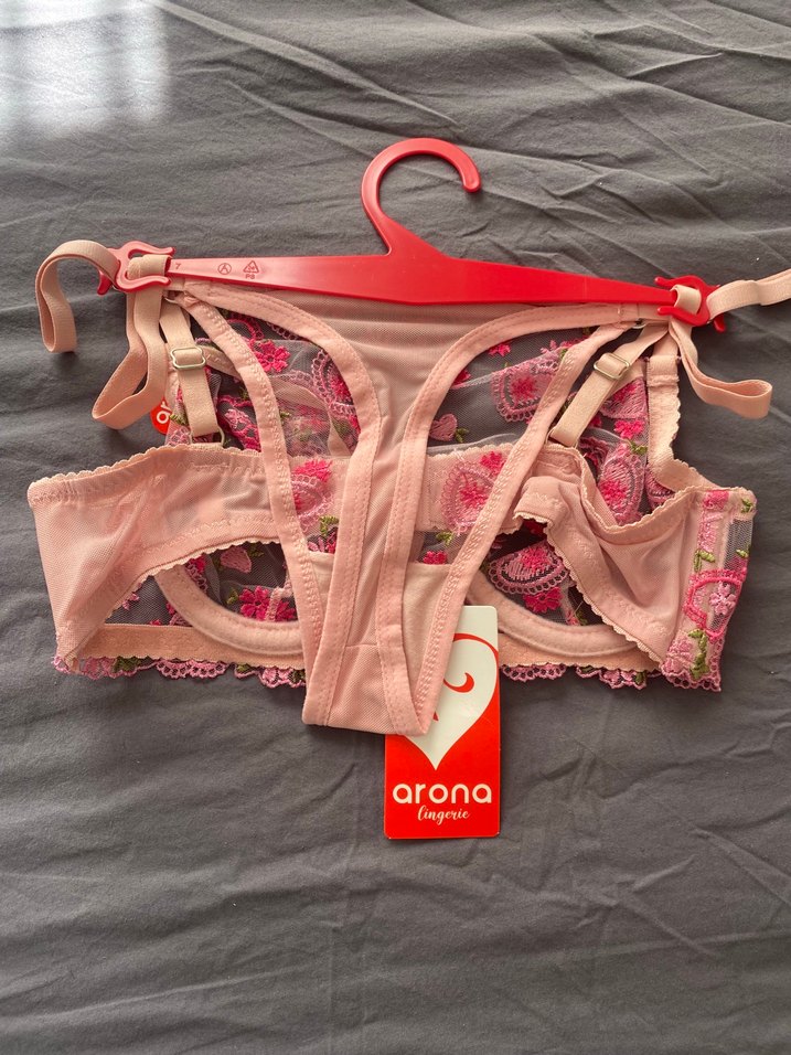 Nakışlı Pembe Midi Sütyen 80B - Görsel 2