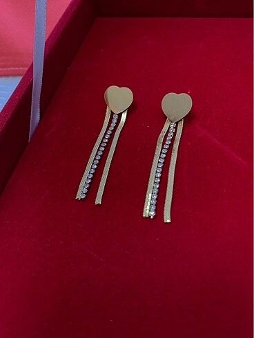 Altın Kalpli çelik rhinestone Kristal küpe