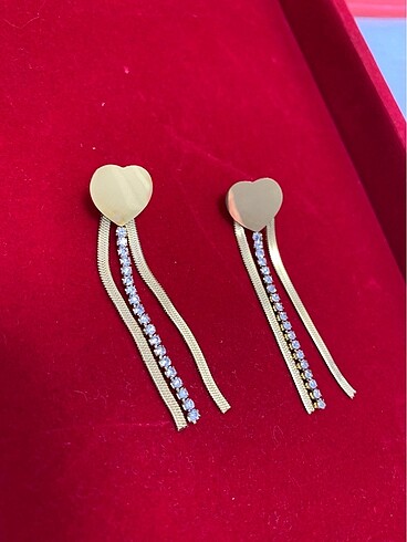 Diğer Altın Kalpli çelik rhinestone Kristal küpe