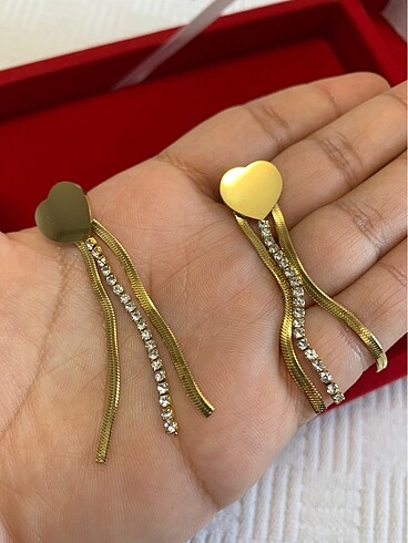  Beden Altın Kalpli çelik rhinestone Kristal küpe