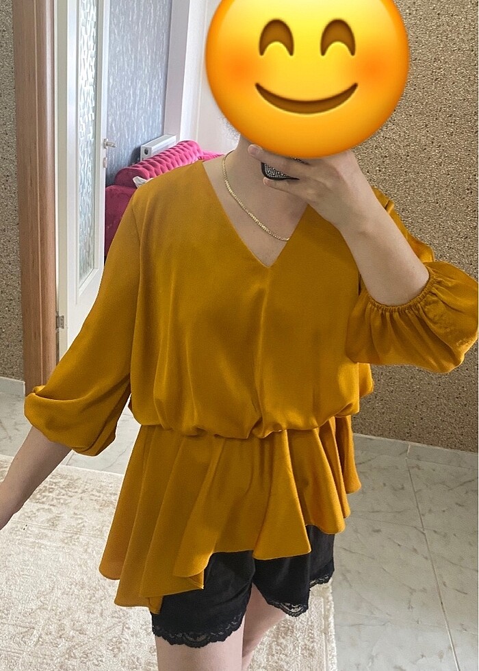 Asimetrik saten bluz - Görsel 4