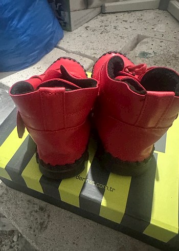 Kırmızı Kadın Deri Bot Yüksek Topuklu - Görsel 2