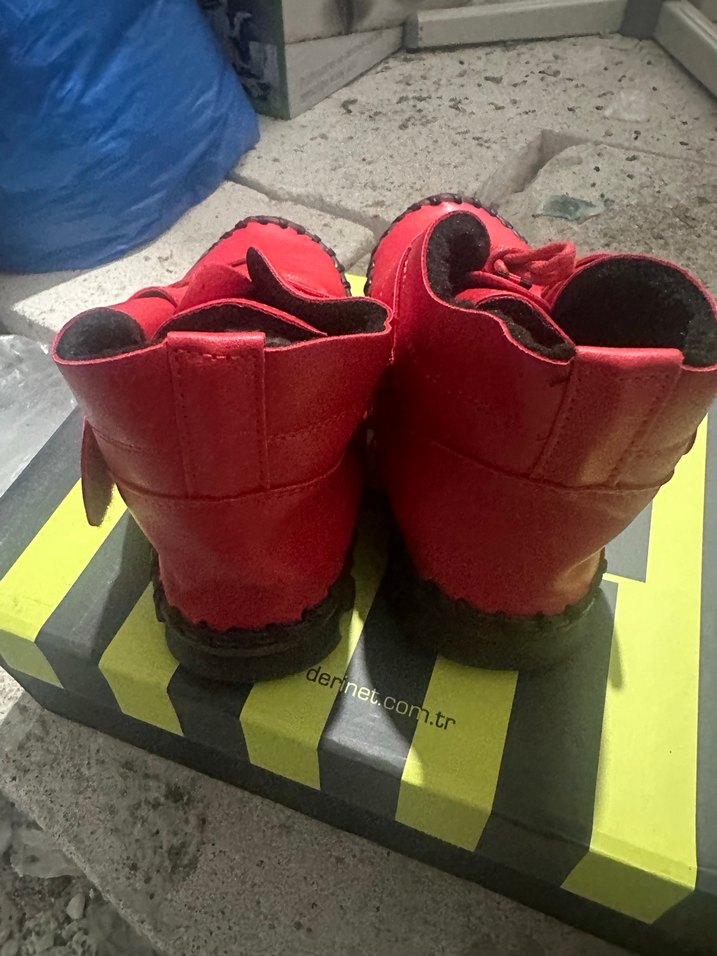 Kırmızı Kadın Deri Bot Yüksek Topuklu - Görsel 2