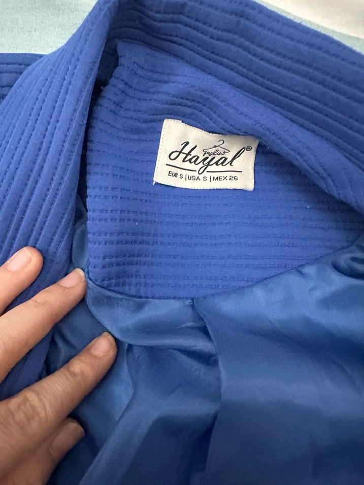 Düğmeli Mavi Kadın Midi Blazer Ceket - Görsel 5