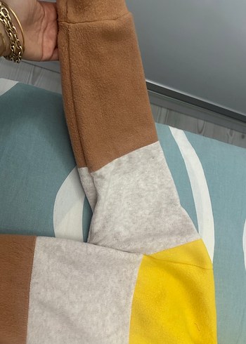 Renk Bloklu Kapüşonlu Kadın Sweatshirt - Görsel 3