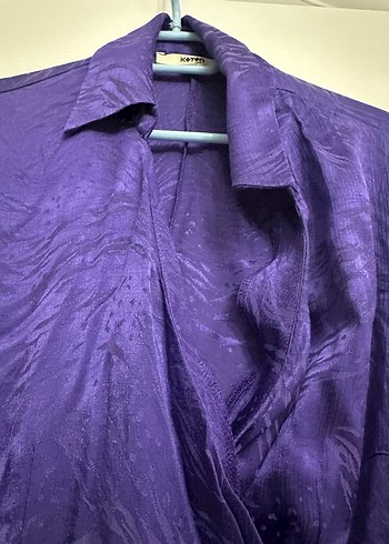 Parlak Mor saten Kadın Uzun elbise - Görsel 2