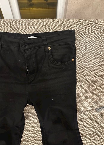 Siyah Kadın Denim Midi Pantolon - Görsel 3