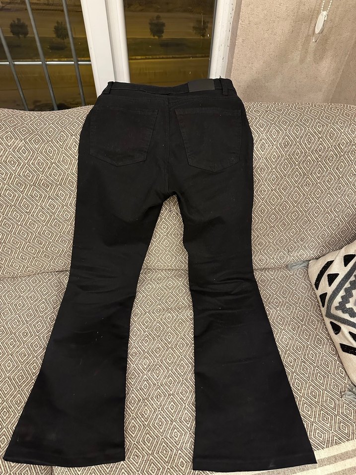 Siyah Kadın Denim Midi Pantolon - Görsel 4