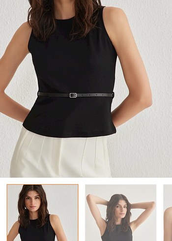 Kemerli Siyah Midi Hamile Tunik - Görsel 2