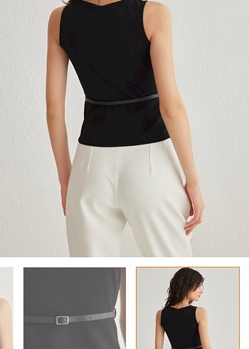 Kemerli Siyah Midi Hamile Tunik - Görsel 3