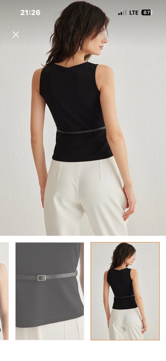 Kemerli Siyah Midi Hamile Tunik - Görsel 3