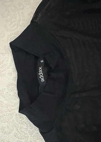 Drapeli Siyah  tül Kadın Boğazlı Bluz - Görsel 2