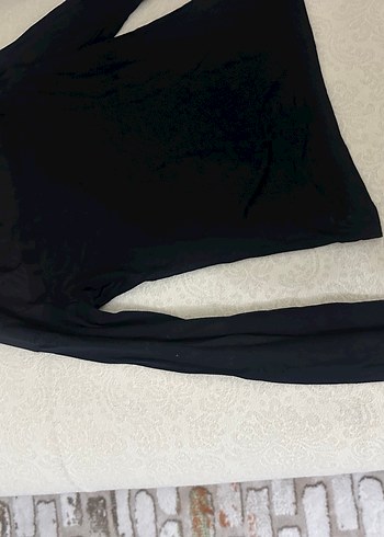 Drapeli Siyah  tül Kadın Boğazlı Bluz - Görsel 3