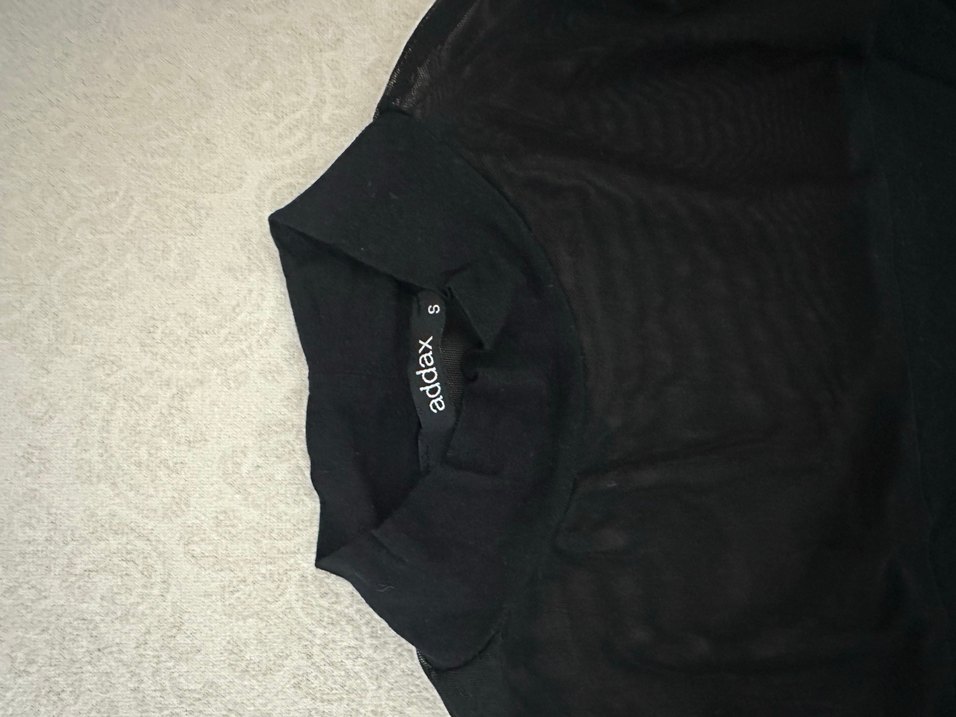 Drapeli Siyah  tül Kadın Boğazlı Bluz - Görsel 2