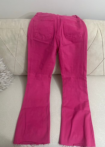 Pembe Salaş Midi Kadın Kot Pantolon - Görsel 3