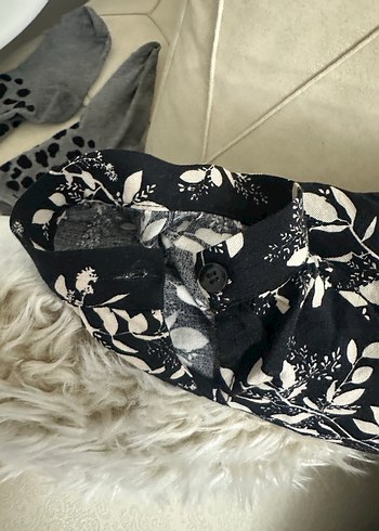 Çiçek Desenli Siyah Hamile Tunik - Görsel 3