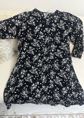 Çiçek Desenli Siyah Hamile Tunik - Görsel 2