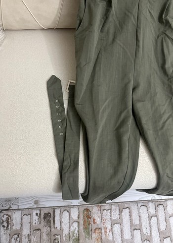 Kadın Kemerli Keten Uzun Tulum - Görsel 3