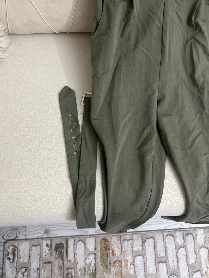 Kadın Kemerli Keten Uzun Tulum - Görsel 3