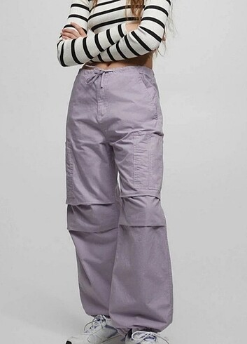 Pull&bear lila paraşüt pantolon 
