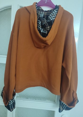Diğer Kadın Kahverengi kiremit Kapüşonlu Salaş Sweatshirt